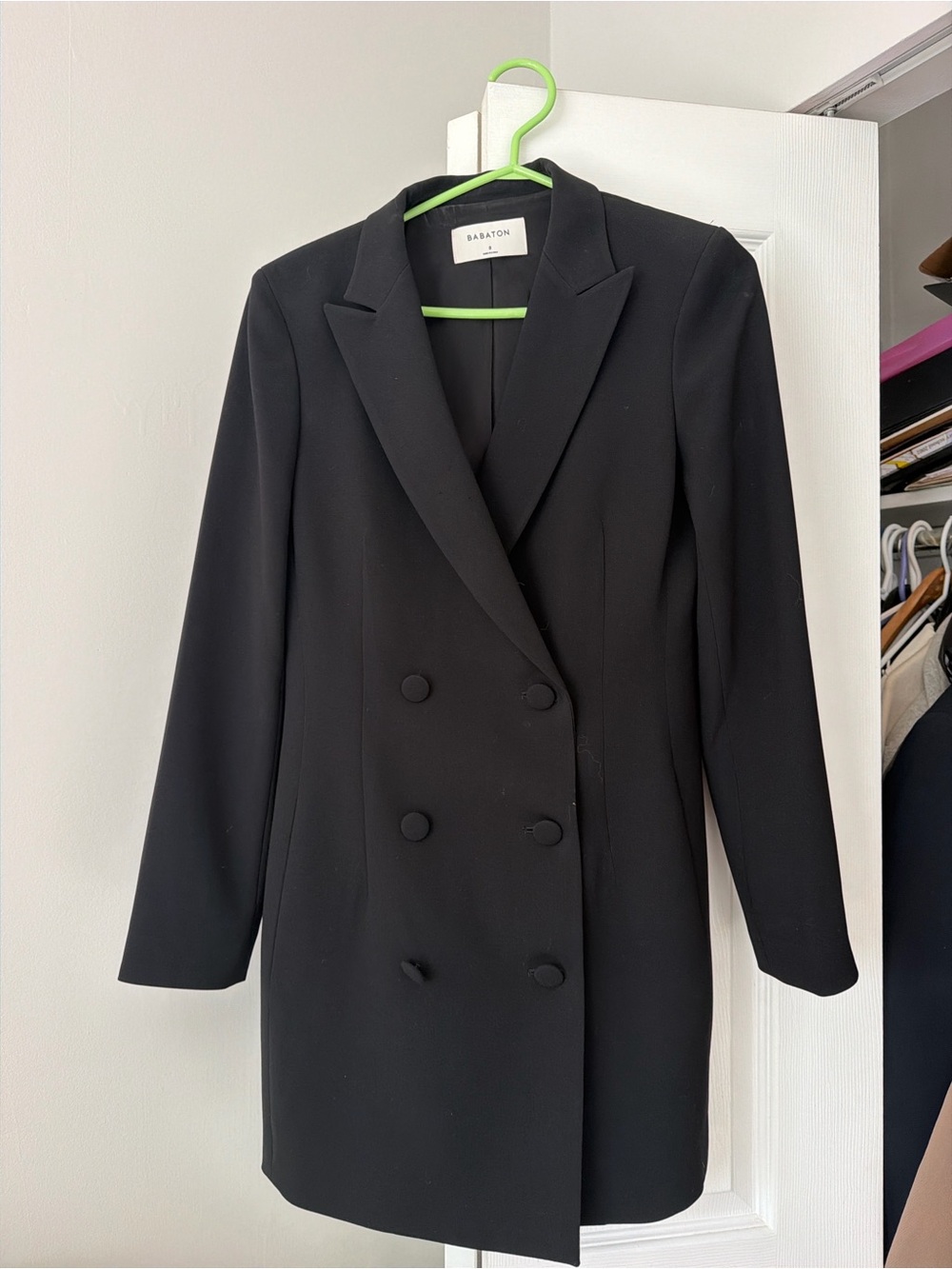Babaton Black Double-Breasted Blazer Dress